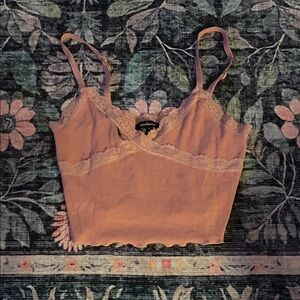 Lace Trim Pink Crop Top